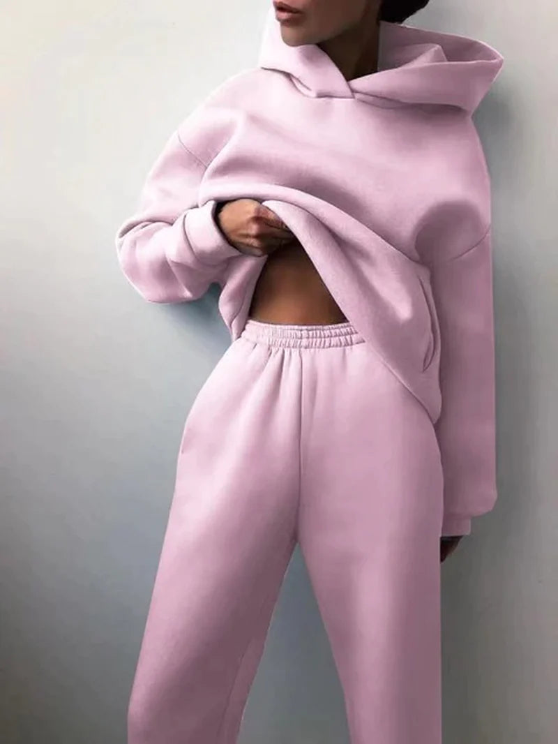 Winter Two Piece Sets Women Oversized Hoodie w/ Sweats - Threads Underground