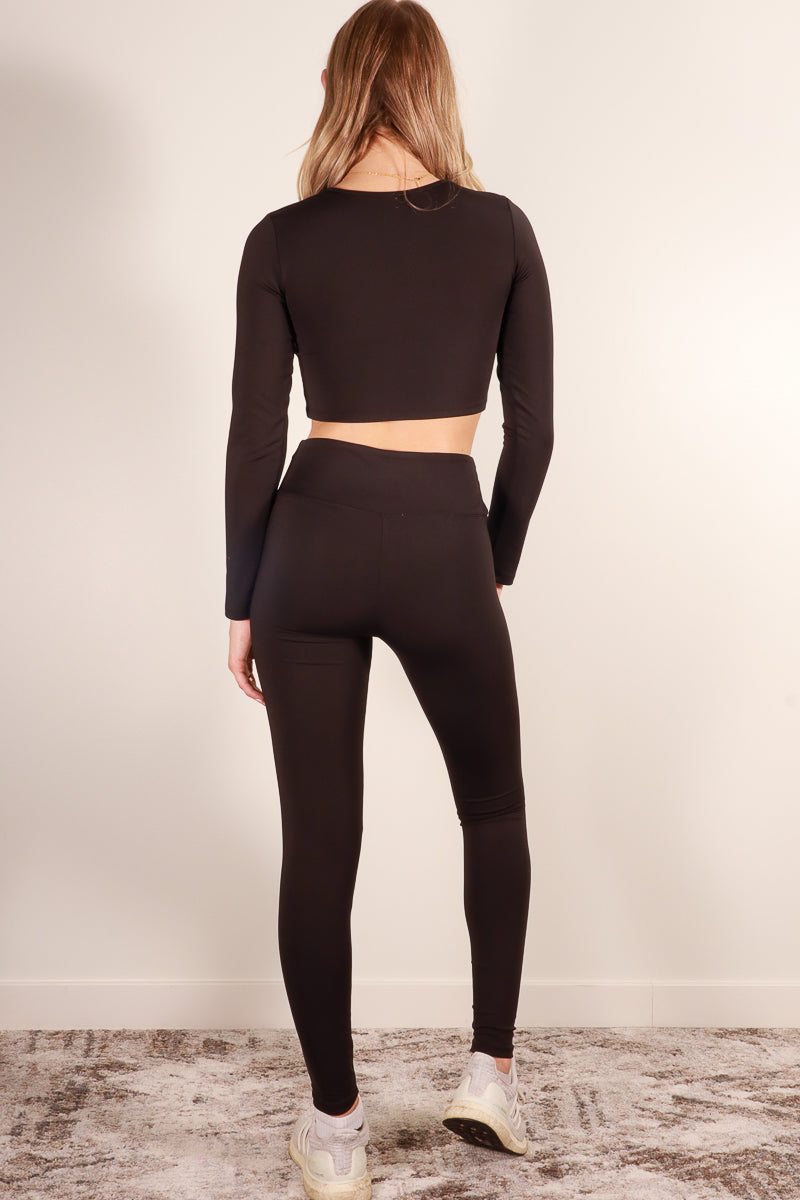 Long Sleeve Crop Top & High Waist Leggings Activewear Set (Capella) - Threads Underground