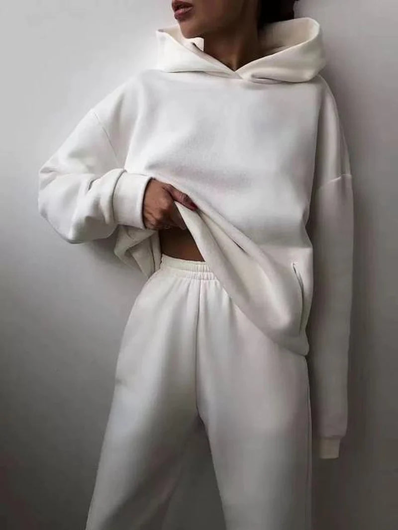 Winter Two Piece Sets Women Oversized Hoodie w/ Sweats - Threads Underground