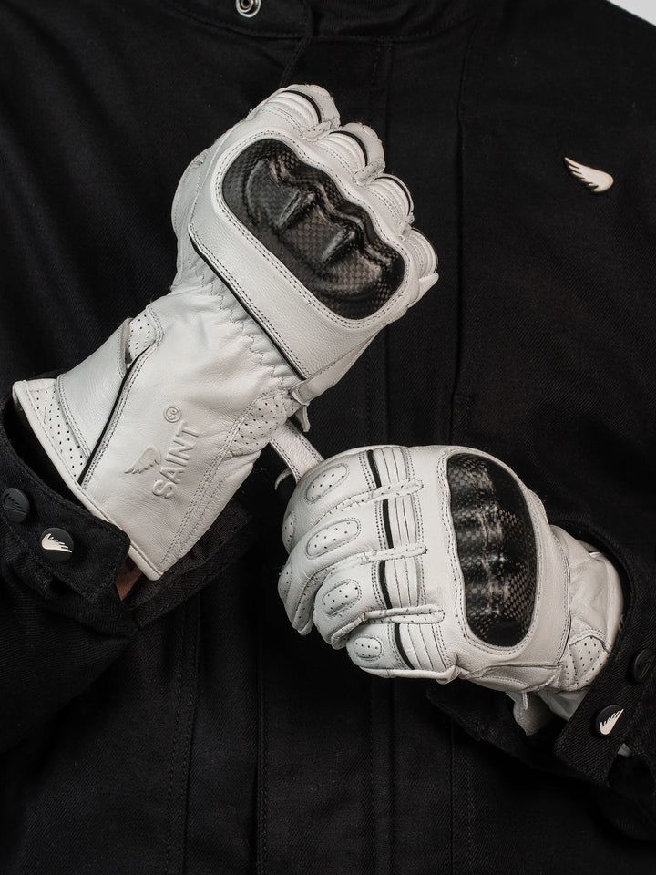 SA1NT White Road Gloves