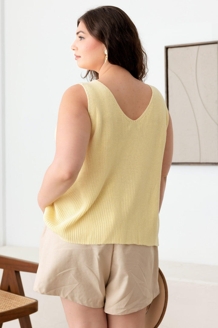 Plus Size Sleeveless V-Neck Sweater Top *New Import*