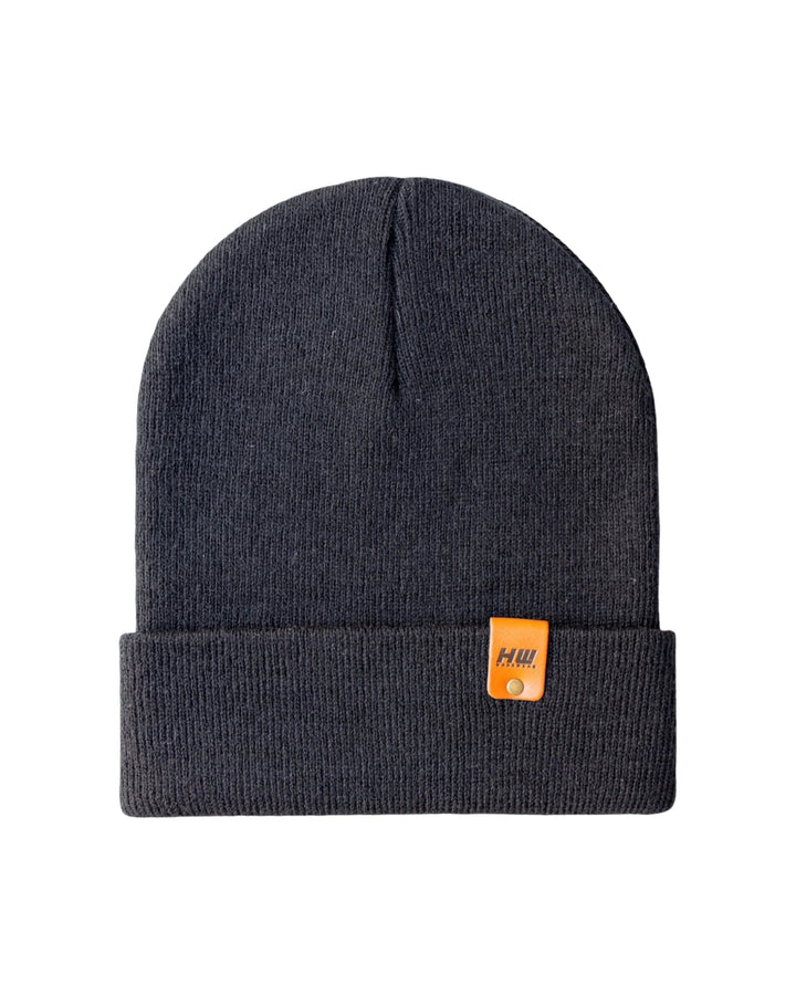 CTD101 HAAKWEAR Knit Cuffed Beanie / Hat - Charcoal Black, Made in USA *New Import*