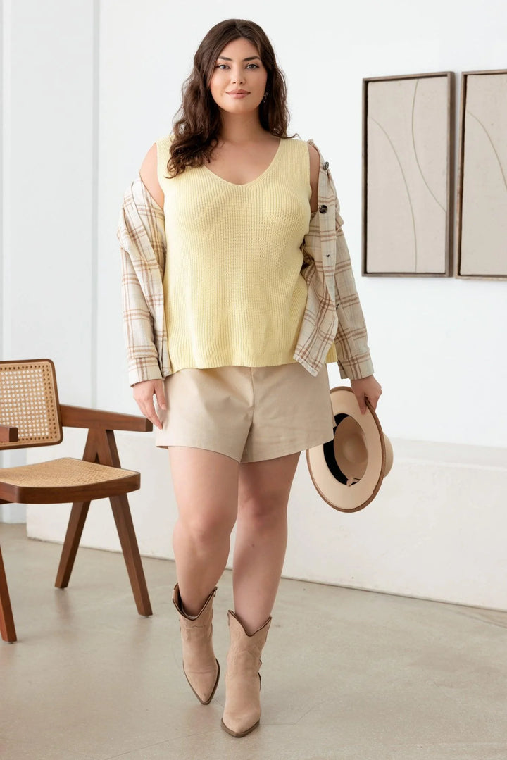 Plus Size Sleeveless V-Neck Sweater Top *New Import*