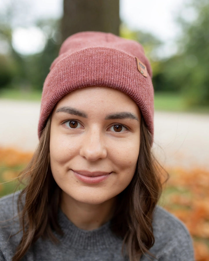 CTD103 HAAKWEAR Knit Cuffed Beanie / Hat - Rusty Burgundy, Made in USA *New Import*