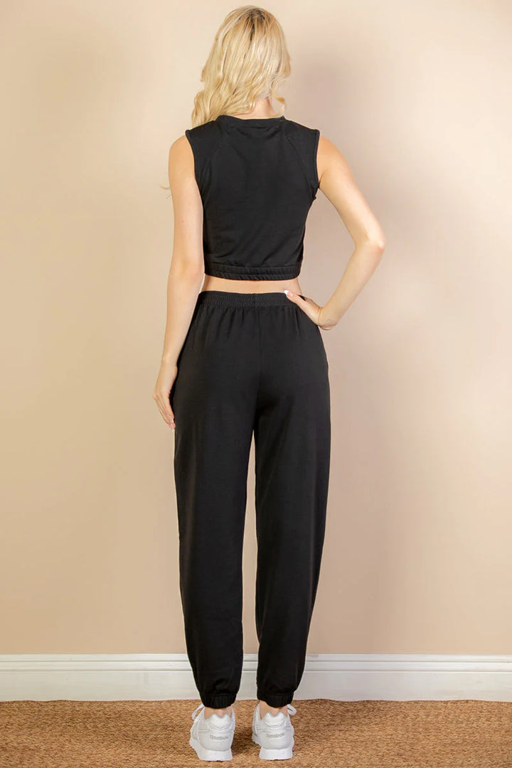 French Terry Elastic Waist Tank Top & Joggers Set (CAPELLA) - Threads Underground