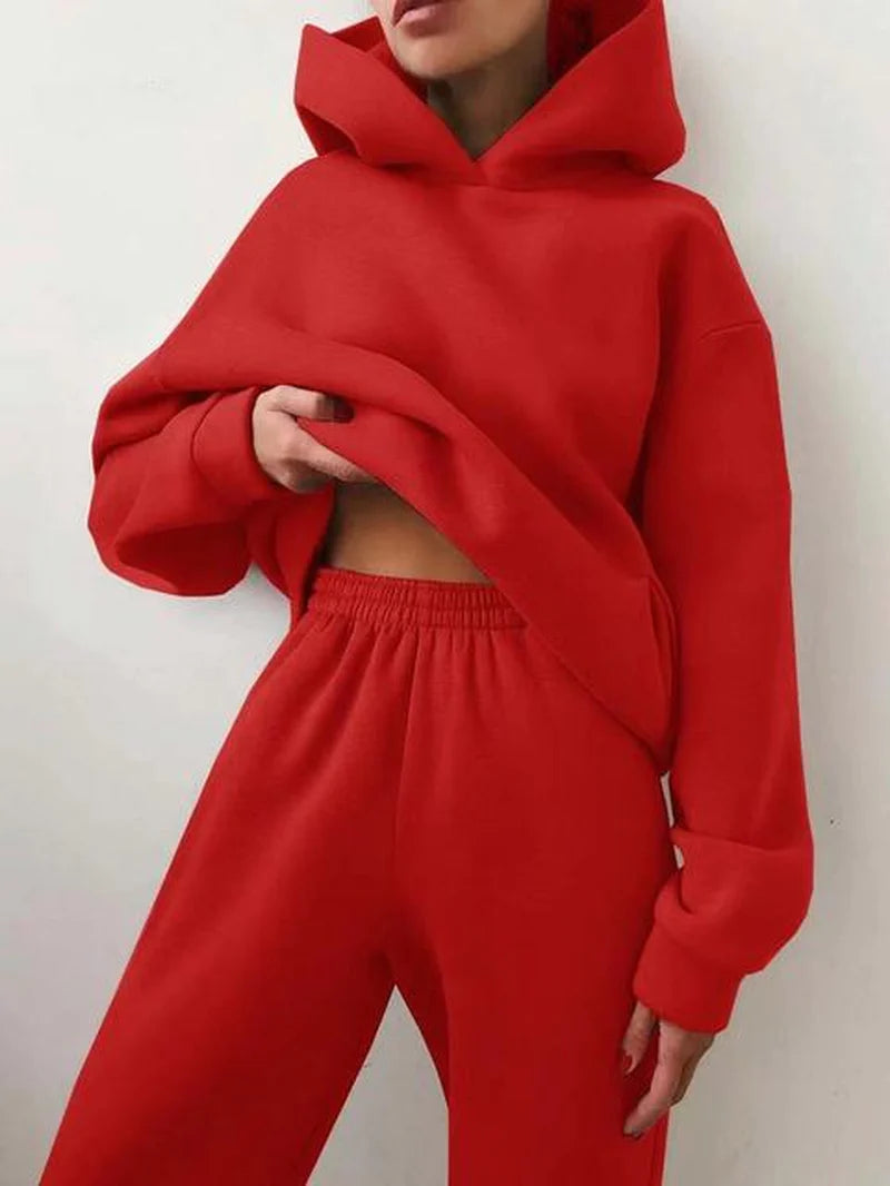 Winter Two Piece Sets Women Oversized Hoodie w/ Sweats - Threads Underground