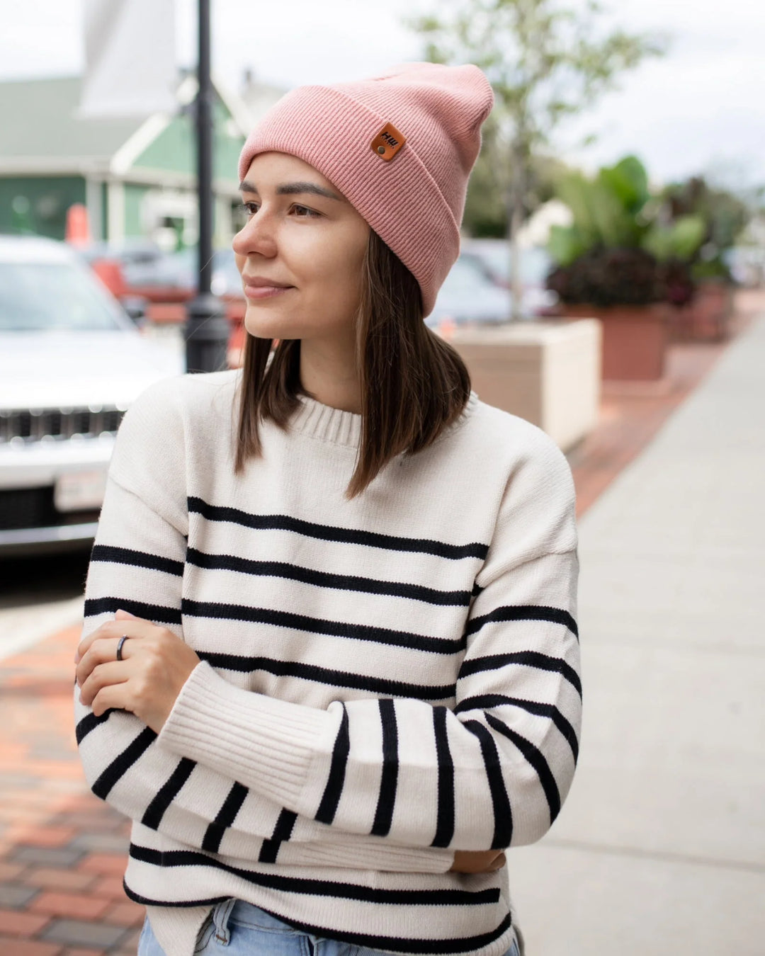 CTD107 HAAKWEAR Knit Cuffed Beanie / Hat - Pearl Pink, Made in USA *New Import*