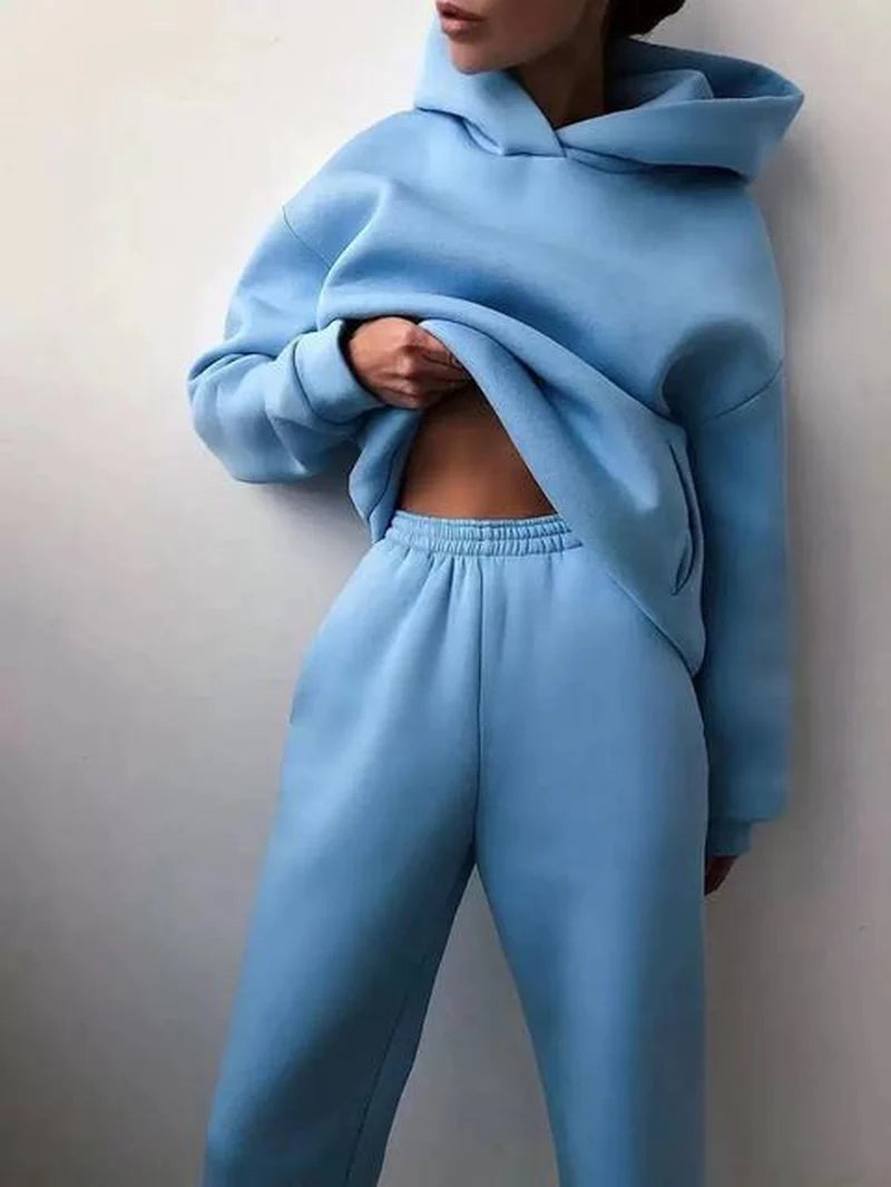 Winter Two Piece Sets Women Oversized Hoodie w/ Sweats - Threads Underground