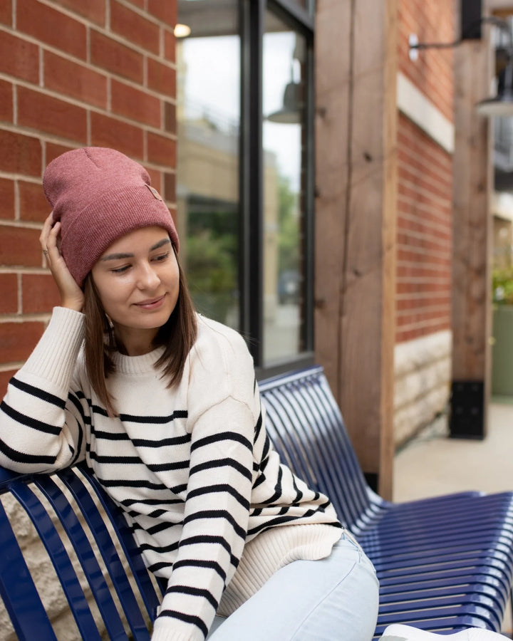 CTD103 HAAKWEAR Knit Cuffed Beanie / Hat - Rusty Burgundy, Made in USA *New Import*