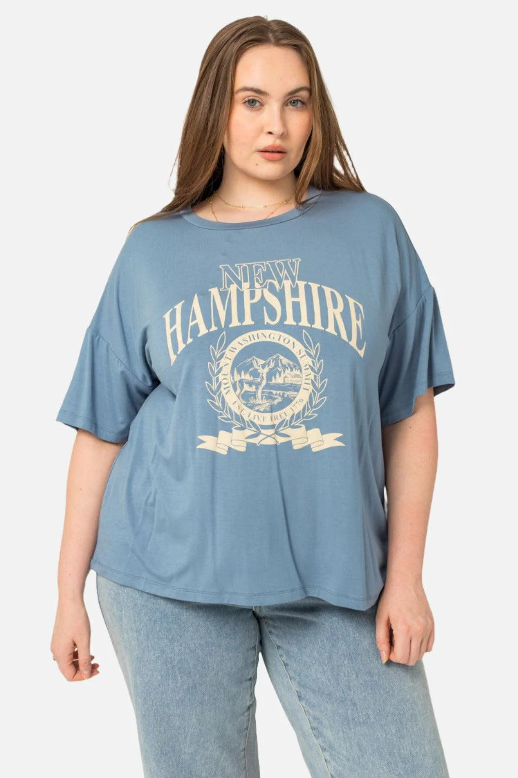 Plus Size Short Sleeve "New Hampshire" Graphic Top *New Import* *New Import*