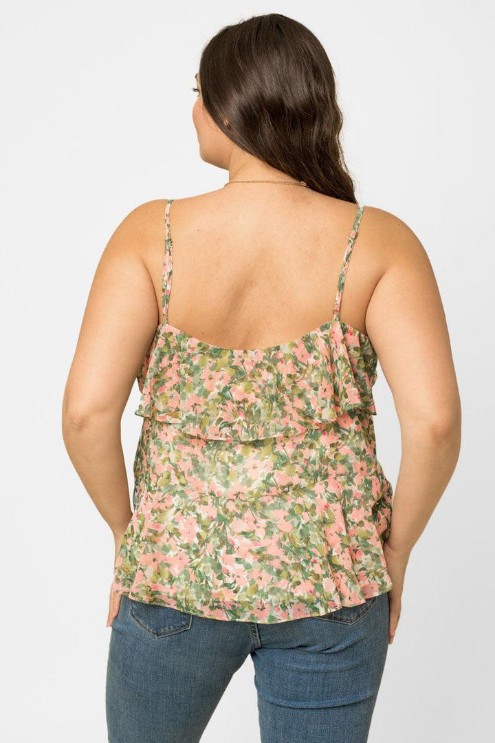 Plus Size Square Neck Ruffle Floral Print Top *New Import*