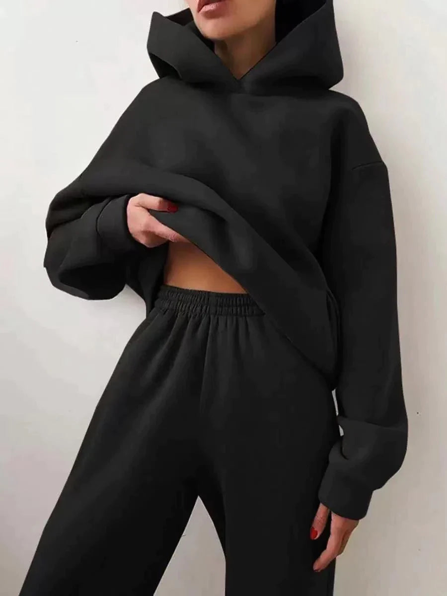 Winter Two Piece Sets Women Oversized Hoodie w/ Sweats - Threads Underground