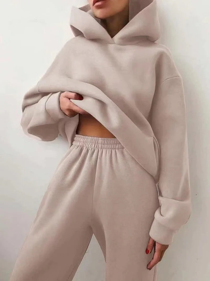 Winter Two Piece Sets Women Oversized Hoodie w/ Sweats - Threads Underground