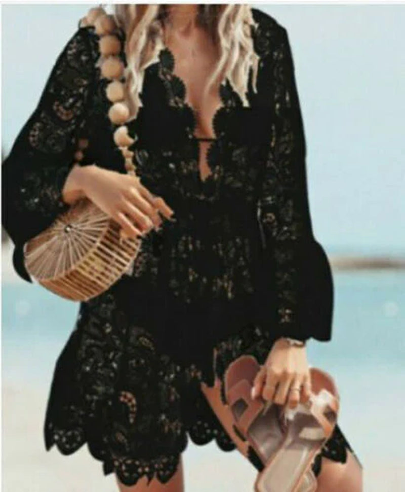 Lace Bathing Suit Cover up Boho Beach Women Maxi Bikini Sundress Dress Summer US *New Import*