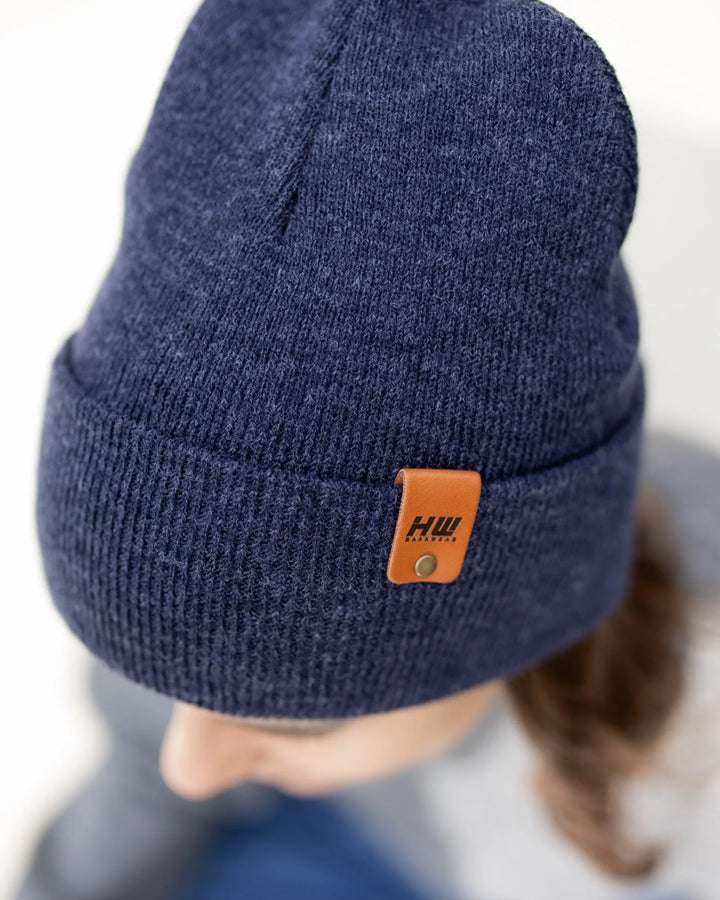 CTD102 HAAKWEAR Knit Cuffed Beanie / Hat - Denim Blue, Made in USA *New Import*