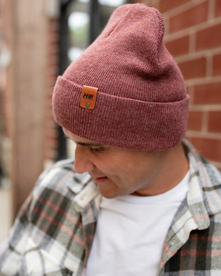 CTD103 HAAKWEAR Knit Cuffed Beanie / Hat - Rusty Burgundy, Made in USA *New Import*